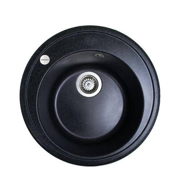 Adamant Мойка кухонная Sun, искуственный камень, круглая, без крыла, 510x200мм, чаша - 1, врезная, черный