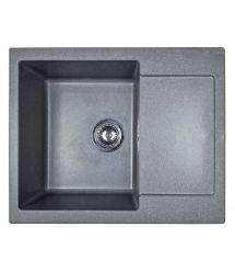 Adamant Мойка кухонная Minimal, искуственный камень, прямоуг., с крылом, 615х495х200мм, чаша - 1, врезная, серый