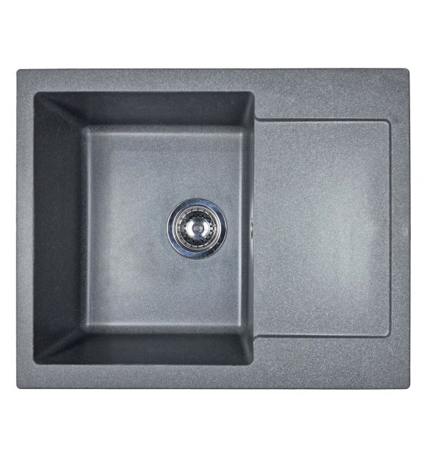 Adamant Мойка кухонная Minimal, искуственный камень, прямоуг., с крылом, 615х495х200мм, чаша - 1, врезная, серый