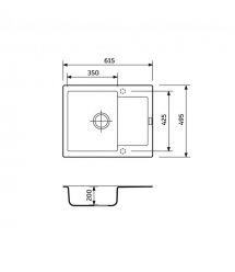 Adamant Мойка кухонная Minimal, искуственный камень, прямоуг., с крылом, 615х495х200мм, чаша - 1, врезная, Old stone