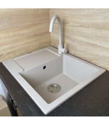 Adamant Мойка кухонная Minimal, искуственный камень, прямоуг., с крылом, 615х495х200мм, чаша - 1, врезная, Avena