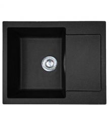 Adamant Мойка кухонная Minimal, искуственный камень, прямоуг., с крылом, 615х495х200мм, чаша - 1, врезная, черный