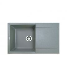 Adamant Мойка кухонная Horizon, искуственный камень, прямоуг., с крылом, 780х495х230мм, чаша - 1, врезная, серый