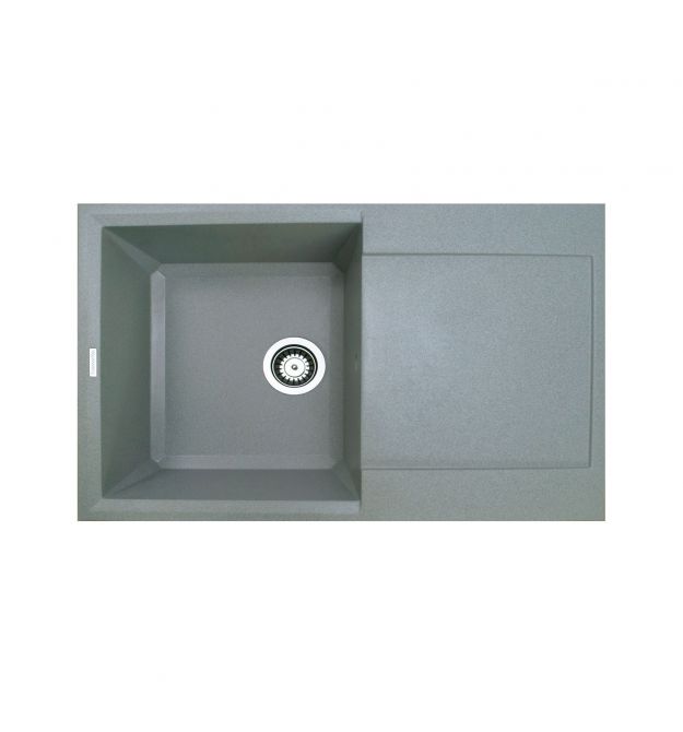 Adamant Мойка кухонная Horizon, искуственный камень, прямоуг., с крылом, 780х495х230мм, чаша - 1, врезная, серый