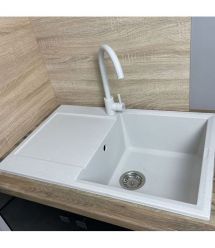 Adamant Мойка кухонная Horizon, искуственный камень, прямоуг., с крылом, 780х495х230мм, чаша - 1, врезная, Old stone