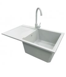 Adamant Мойка кухонная Horizon, искуственный камень, прямоуг., с крылом, 780х495х230мм, чаша - 1, врезная, Old stone