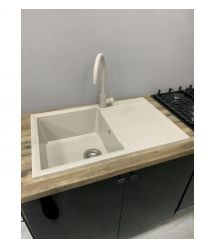 Adamant Мойка кухонная Horizon, искуственный камень, прямоуг., с крылом, 780х495х230мм, чаша - 1, врезная, Avena