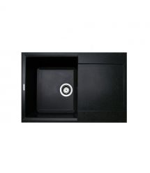 Adamant Мойка кухонная Horizon, искуственный камень, прямоуг., с крылом, 780х495х230мм, чаша - 1, врезная, черный