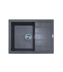 Adamant Мойка кухонная Anila, искуственный камень, прямоуг., с крылом, 645х495х200мм, чаша - 1, врезная, серый