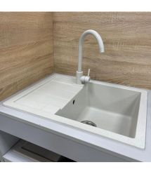 Adamant Мойка кухонная Anila, искуственный камень, прямоуг., с крылом, 645х495х200мм, чаша - 1, врезная, Old stone