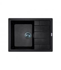 Adamant Мойка кухонная Anila, искуственный камень, прямоуг., с крылом, 645х495х200мм, чаша - 1, врезная, черный