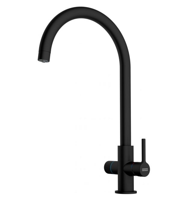 Franke Смеситель для кухни Lina J Clear Water 2.0, дл.излива - 212 мм, поворотный, 1+1 фильтр, черный матовый