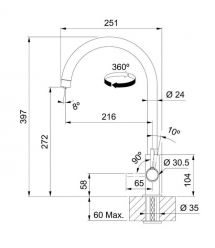 Franke Смеситель для кухни Lina J Clear Water 2.0, дл.излива - 212 мм, поворотный, 1+1 фильтр, черный матовый
