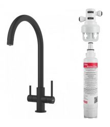 Franke Смеситель для кухни Lina Clear Water, дл.излива - 216 мм, поворотный, 1+1фильтр, черный матовый