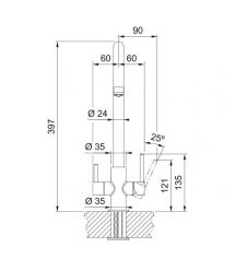 Franke Смеситель для кухни Lina Clear Water, дл.излива - 216 мм, поворотный, 1+1фильтр, черный матовый