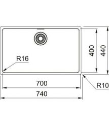 Franke Мойка кухонная Maris, нерж.сталь, прямоуг., без крыла, 740х440х180мм, чаша- 1, монтаж под столешницу, MRX 110-70, нерж