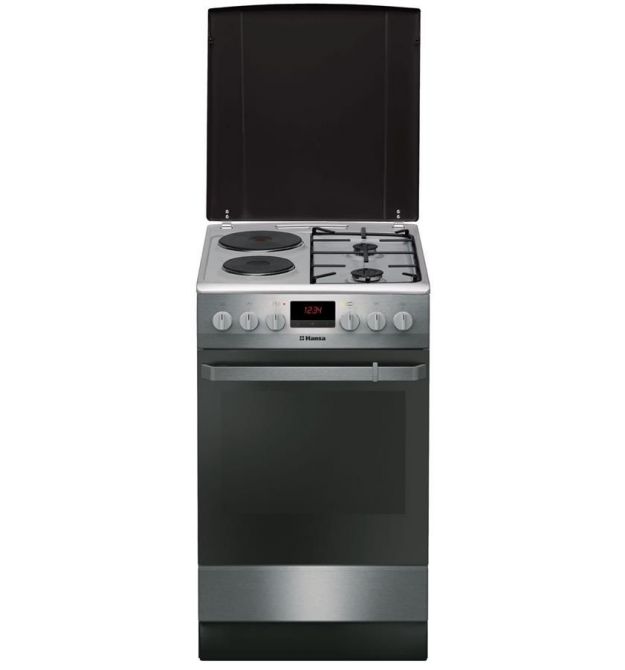 Hansa Плита с комби. вар. пов., 50х60см, 62л, эмаль, газ контр., дисплей, нержавеющая сталь