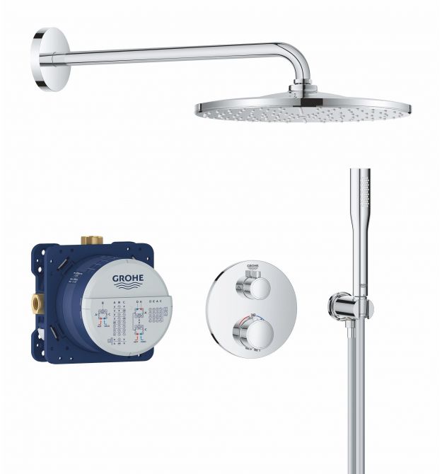 Grohe Grohe QuickFix Precision concealed shower system with Vitalio Rain Mono 310 Cube, chrome