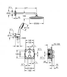 Grohe Grohe QuickFix Precision concealed shower system with Vitalio Start 250, matt black