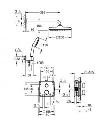 Grohe Grohe QuickFix Precision concealed shower system with Vitalio Comfort 250, chrome
