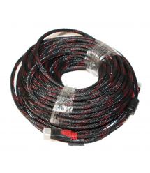 Кабель HDMI-HDMI 25m, v1.4, OD-7.4mm, 2 фильтра, оплетка, круглый Black / RED, коннектор RED / Black, (Пакет) Q30