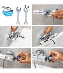 Grohe Grohe QuickFix Vitalio Comfort 250 shower system with thermostatic bath mixer, spout length - 169mm, overhead shower, show