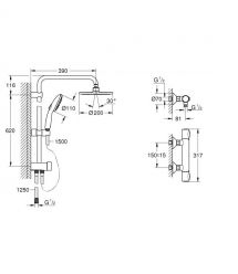 Grohe Shower set with thermostat Grohe QuickFix Precision Flow&Vitalio Start System 200