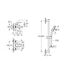 Grohe Grohe QuickFix Dice&Vitalio Comfort bathtub set