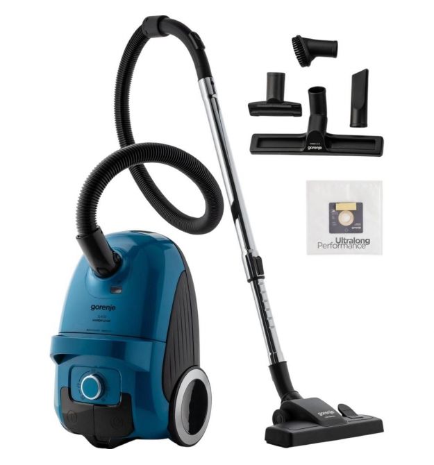 Gorenje Пилосос Gorenje мішковий, 750Вт, конт пил -3л, HEPA, телескоп трубка, синій