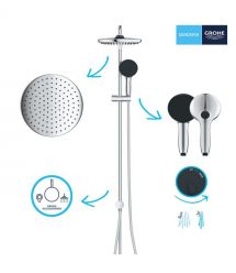 Grohe Grohe QuickFix Vitalio Start System 250 shower system with wall-mounted diverter, overhead shower, shower head, mounting -