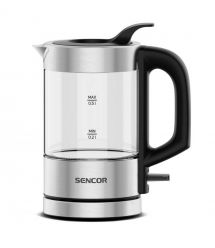 Sencor Електрочайник Sencor 0.5л, Strix, пластик, в комплекті 2 склянки + 2 ложки, скло, нерж. сталь