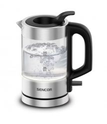 Sencor Електрочайник Sencor 0.5л, Strix, пластик, в комплекті 2 склянки + 2 ложки, скло, нерж. сталь