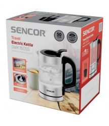 Sencor Електрочайник Sencor 0.5л, Strix, пластик, в комплекті 2 склянки + 2 ложки, скло, нерж. сталь