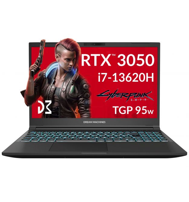 Dream Machines Ноутбук Dream Machines RG3050-15 15.6FHD IPS, Intel i7-13620H, 32GB, F1TB, NVD3050-4, DOS, чорний