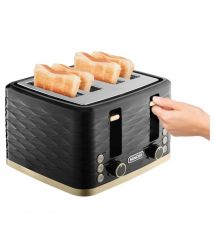 Sencor Тостер Sencor 1600Вт, підігрів, розморожування, 4 слоти, пластик, чорно-золотий