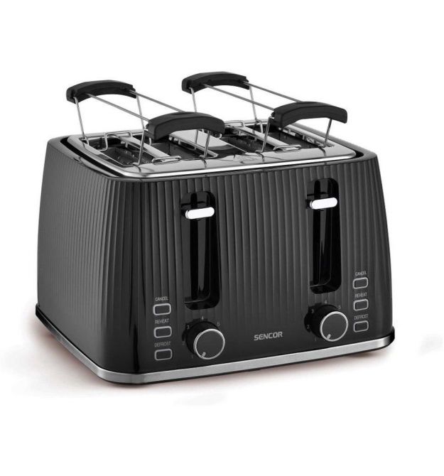 Sencor Тостер Sencor 1860Вт, підігрів, розморожування, 4 слоти, пластик, чорний