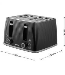 Sencor Тостер Sencor 1860Вт, підігрів, розморожування, 4 слоти, пластик, чорний