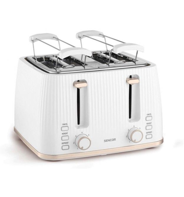Sencor Тостер Sencor 1860Вт, підігрів, розморожування, 4 слоти, пластик, білий