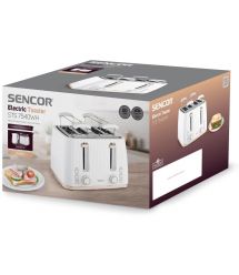 Sencor Тостер Sencor 1860Вт, підігрів, розморожування, 4 слоти, пластик, білий