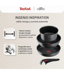 Tefal Tefal Ingenio Inspiration Cookware Set, 6 pieces, aluminum, glass, bakelite, black