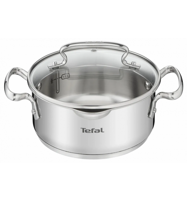Tefal Кастрюля DUETTO+, 2л, с крышкой, нержавеющая сталь, стекло
