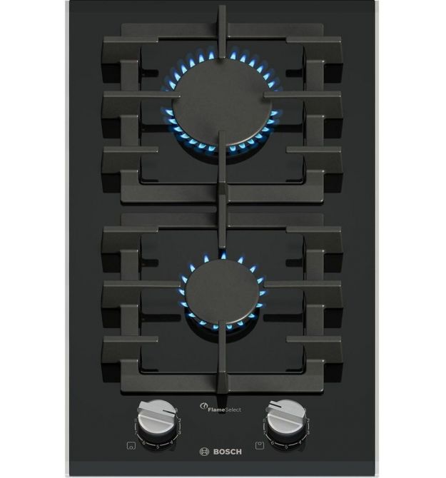 Bosch Варильна поверхня Bosch газова на склі, 30см, Доміно, чавун, чорний