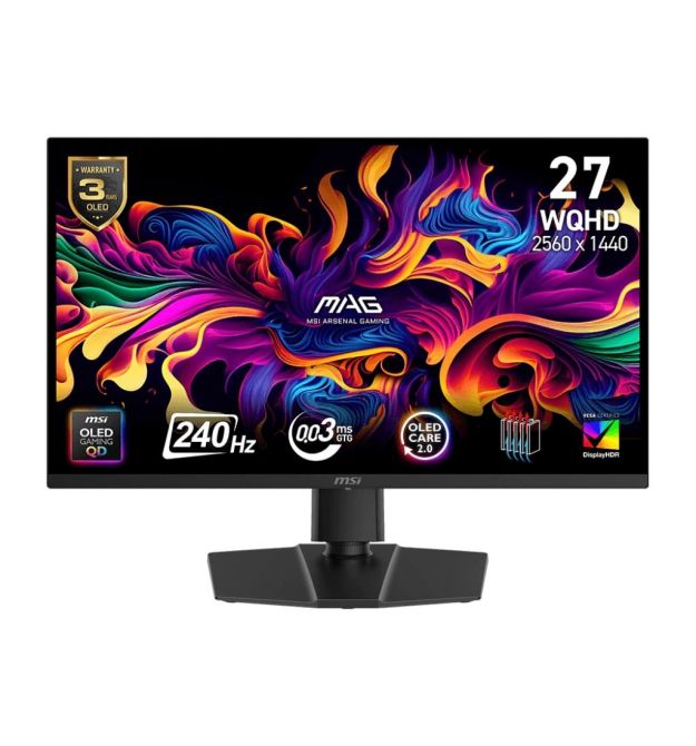 MSI Монітор MSI 26.5" MAG 273QP-X24 2xHDMI, DP, QD-OLED, 2560x1440, 240Hz, 0.03ms, DCI-P3 99%, FreeSync, Pivot, HDR400