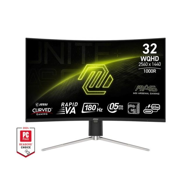 MSI Монітор MSI 31.5" 325CQRF-QD-E2 2xHDMI, DP, USB-C, 2xUSB, VA, 2560x1440, 180Hz, 0.5ms, sRGB 141%, CURVED, AdaptiveSync, HAS