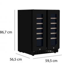 Philco Холодильник Philco для вина, 87x60x57, холод.відд.-116л, зон - 2, бут-40, диспл, підсвітка, чорний