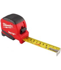 Milwaukee Pro Compact Tape Measure, 5m x 19mm with a reel lock, ABS plastic