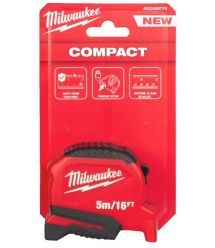Milwaukee Pro Compact Tape Measure, 5m x 19mm with a reel lock, ABS plastic