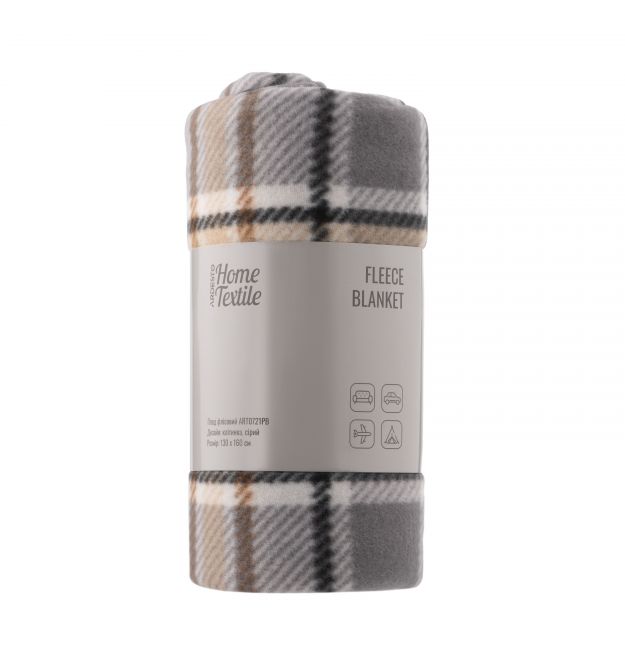 ARDESTO Плед Ardesto Fleece 130x160см, 100% поліестер, клітинка, сірий