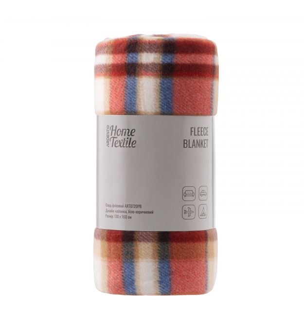 ARDESTO Плед Ardesto Fleece 130x160см, 100% поліестер, клітинка, біло-коричневий