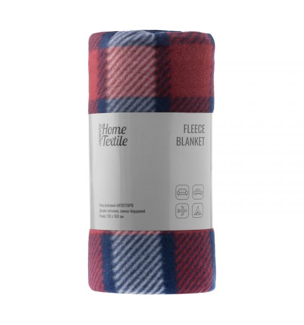 ARDESTO Плед Ardesto Fleece 130x160см, 100% поліестер, клітинка, синьо-бордовий